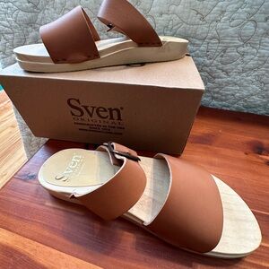 Sven Cognac Leather Sandals Size 39/8.5